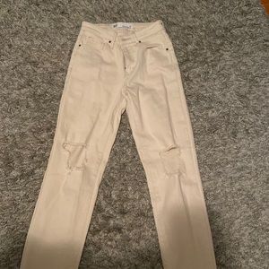 RSQ high rise straight leg cream jeans